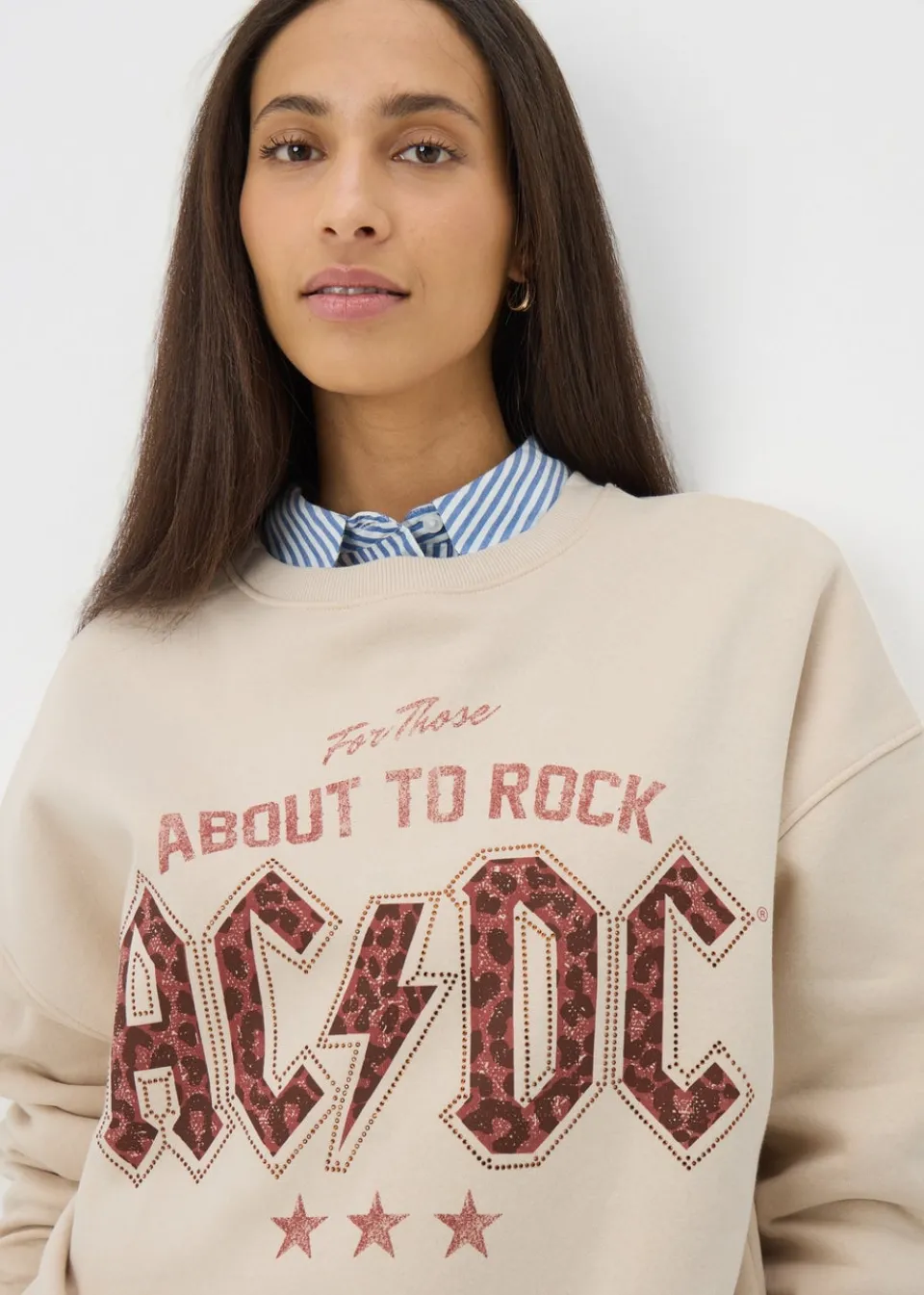 Tops>Papaya ACDC Cream About To Rock Sweatshirt