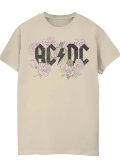 T-Shirts>AC/DC ACDC Flowers Logo Sand Boyfriend Fit Music Graphic T-Shirt