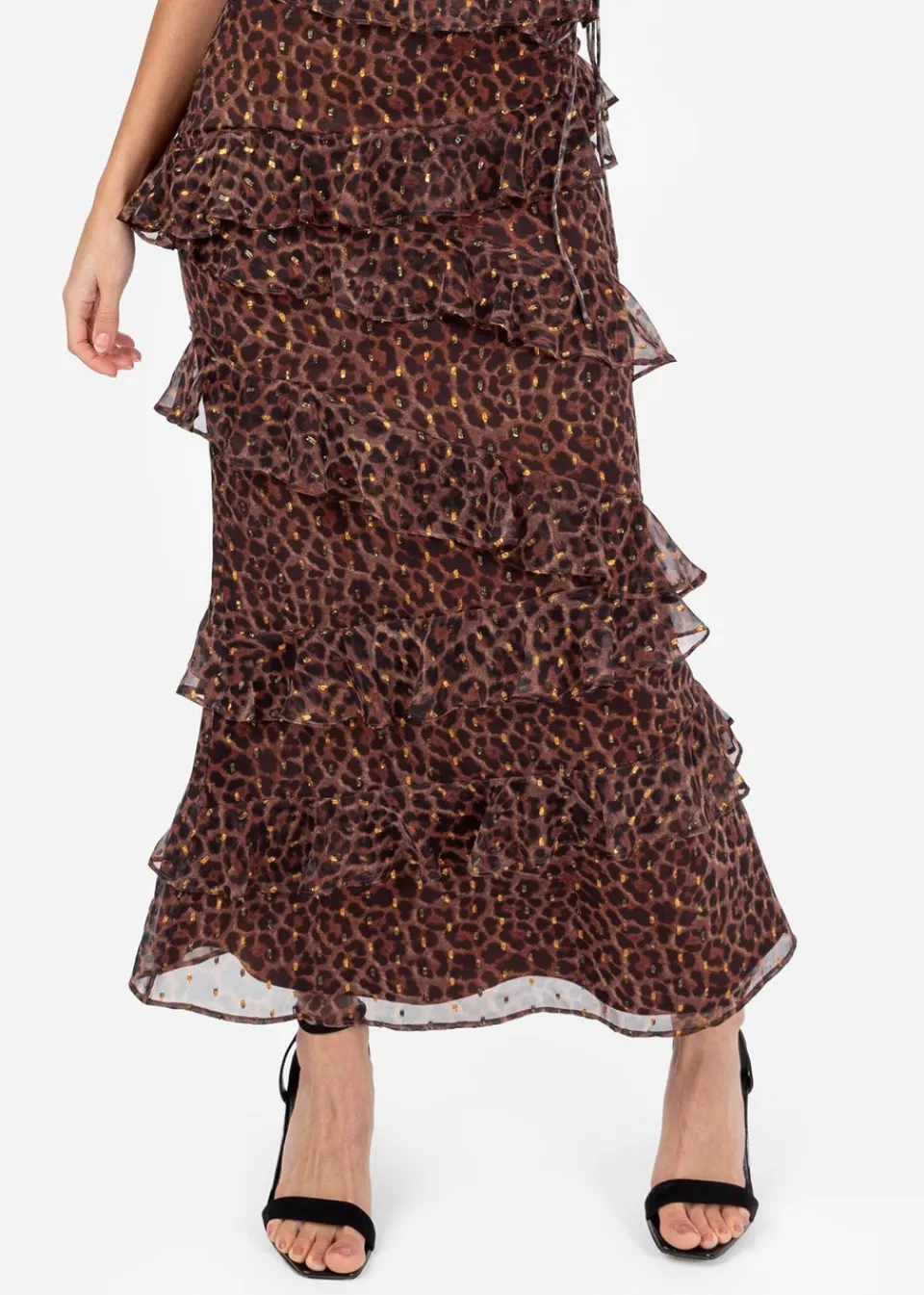 Skirts>Anaya with Love Brown Animal Print Maxi Skirt