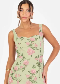 Dresses>Anaya with Love Green Floral Print Strappy Maxi Dress