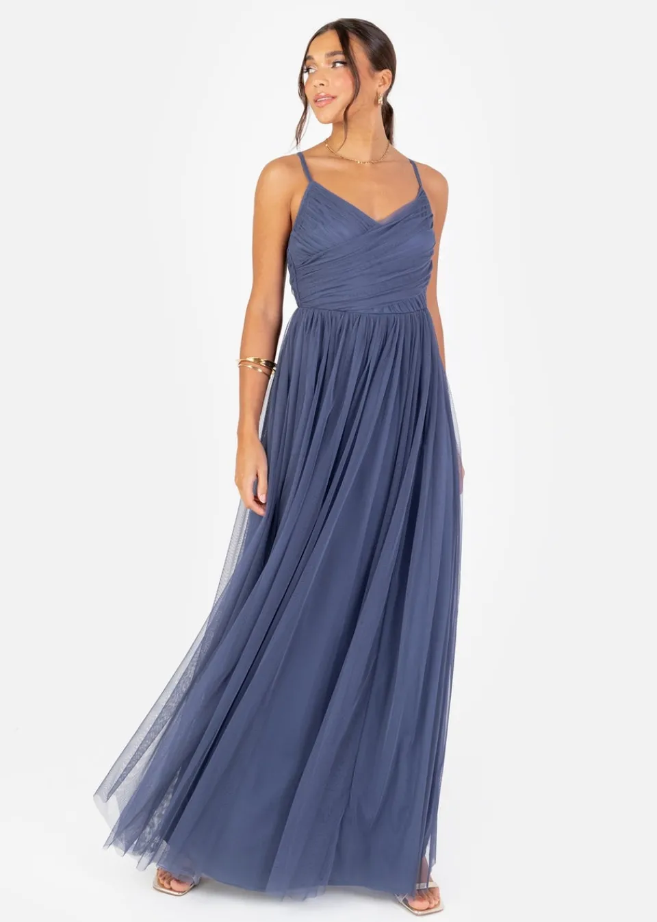 Dresses>Anaya with Love Recycled Indigo Blue Cami Maxi Dress with Bow Detail