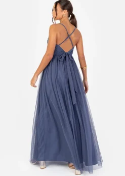 Dresses>Anaya with Love Recycled Indigo Blue Cami Maxi Dress with Bow Detail