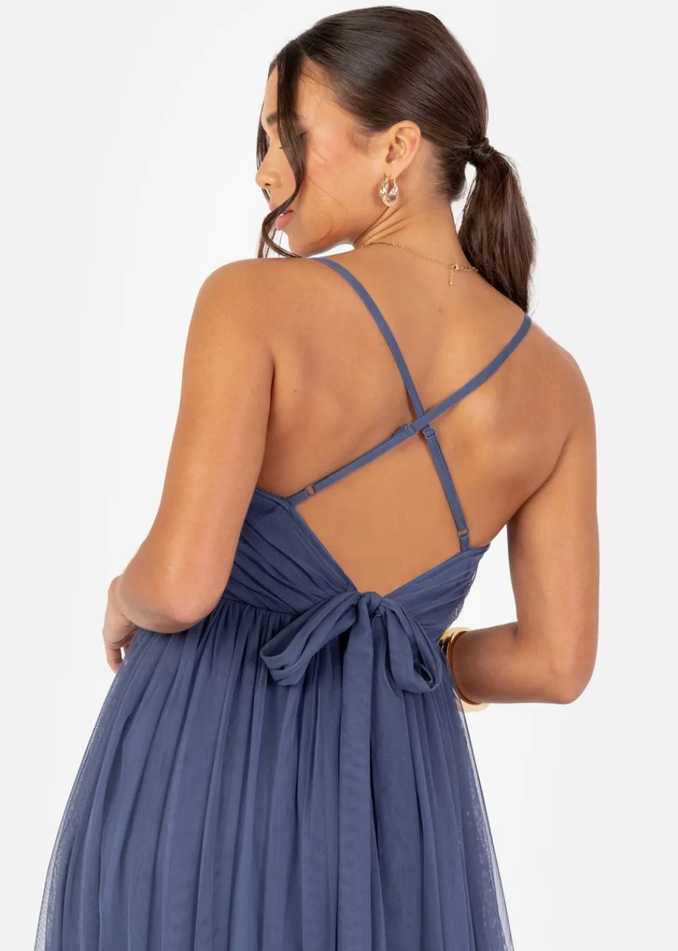 Dresses>Anaya with Love Recycled Indigo Blue Cami Maxi Dress with Bow Detail