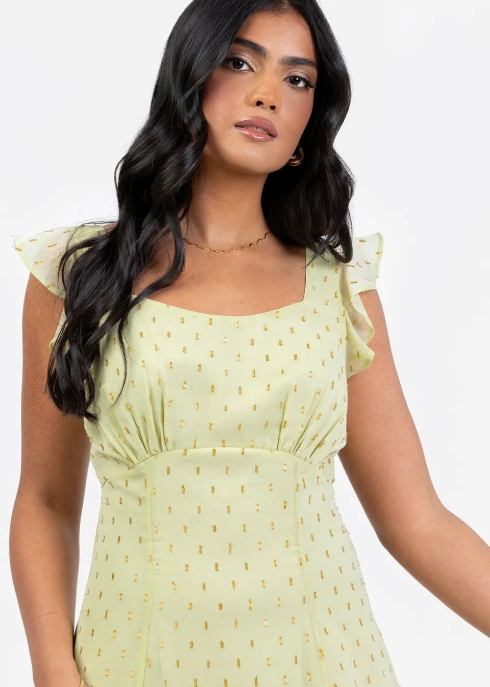 Dresses>Anaya with Love Spring Green Flutter Sleeve Midi Dress