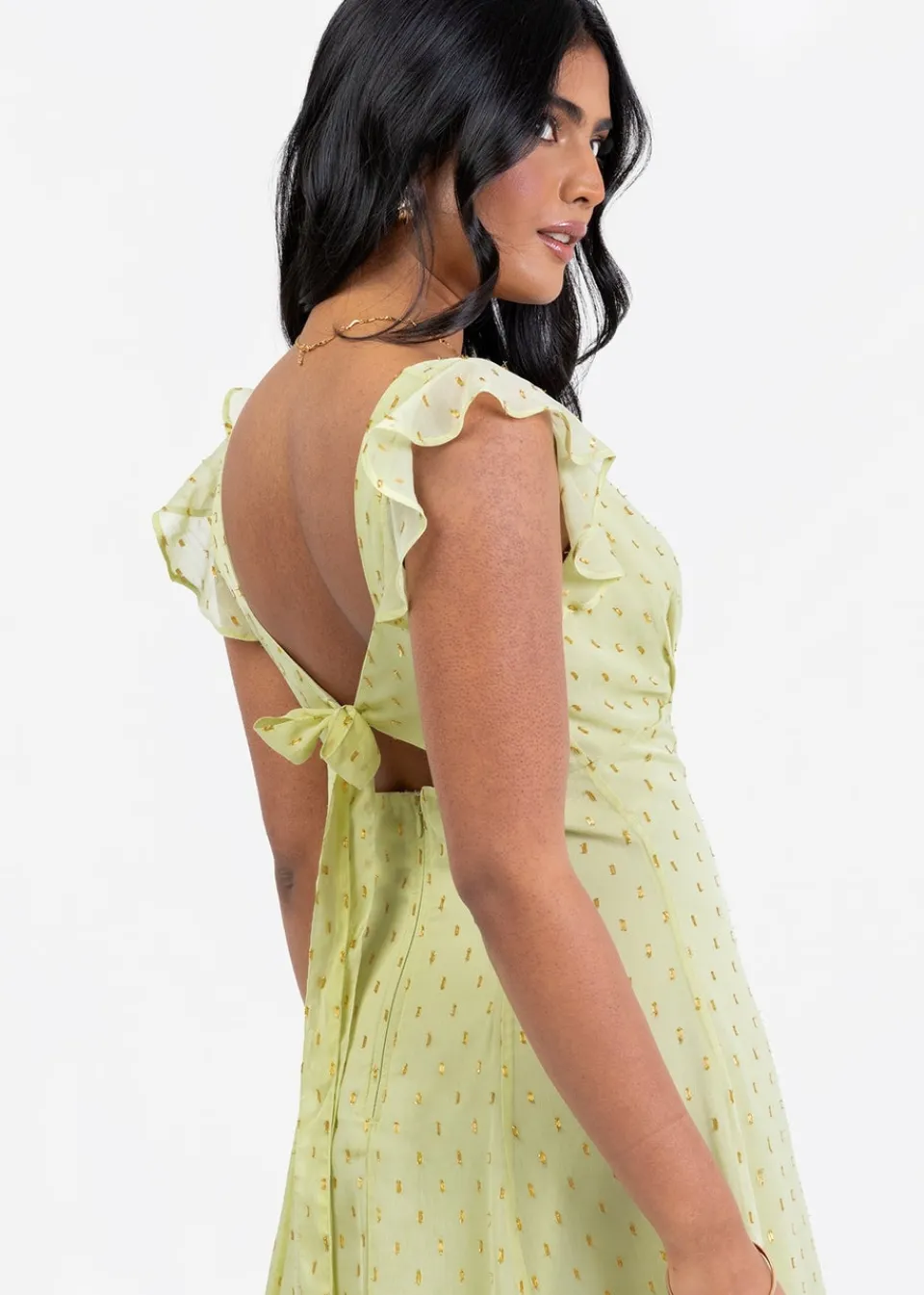 Dresses>Anaya with Love Spring Green Flutter Sleeve Midi Dress