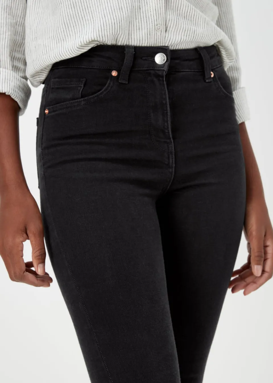 Jeans & Jeggings>Papaya Denim April Skinny Jeans (Long Length) Black