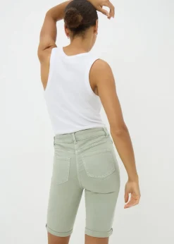 Shorts>Papaya Denim April Green Denim Knee Shorts