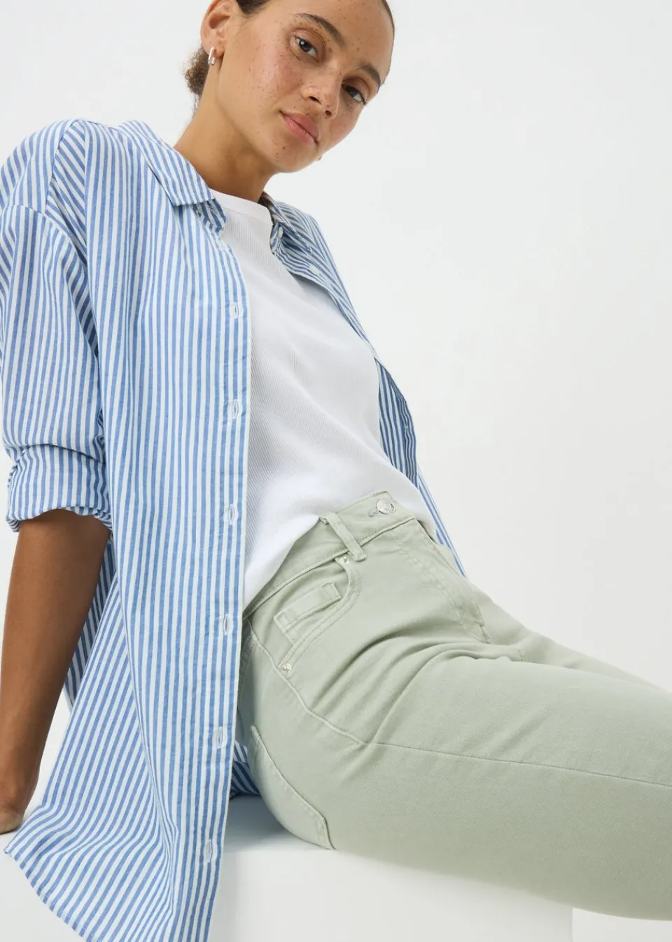 Shorts>Papaya Denim April Green Denim Knee Shorts