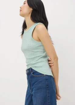 Tops>Papaya Diamante Vest Top Aqua