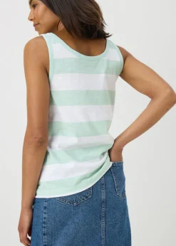 Tops>Papaya Aqua Stripe Vest Top