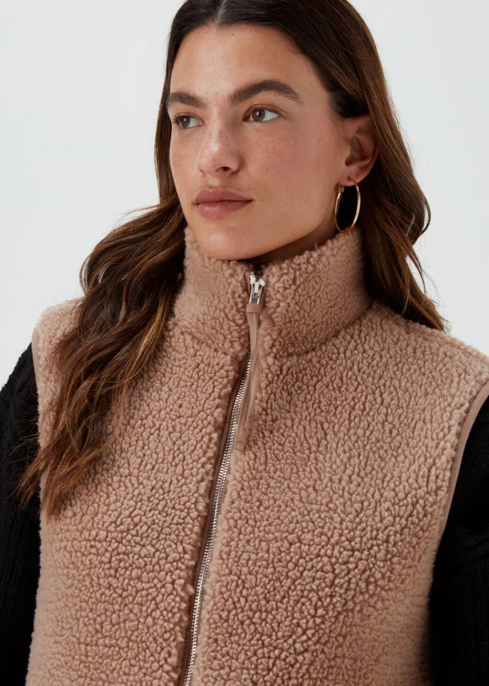 Coats & Jackets>Papaya Borg Gilet Beige