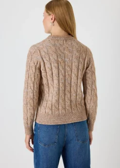 Tops>Papaya Beige Cable Knit Jumper