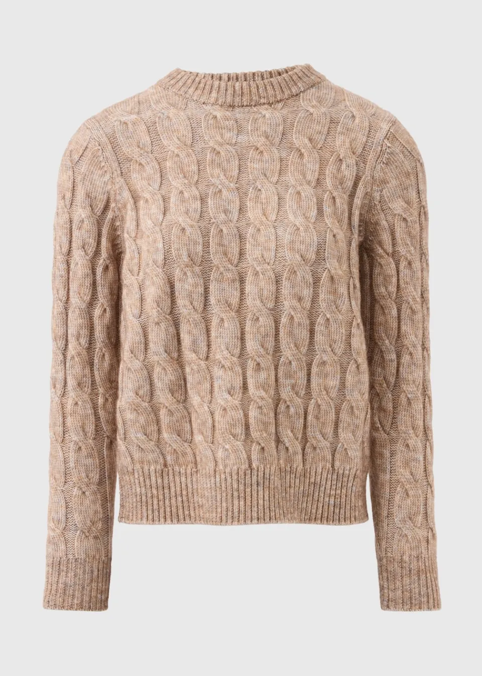 Tops>Papaya Beige Cable Knit Jumper