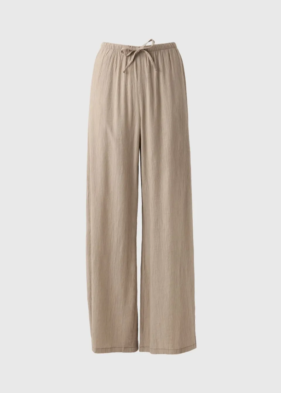 Trousers>Papaya Textured Wide Leg Trousers Beige