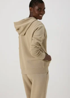 Tops> Beige Zip Up Hoodie