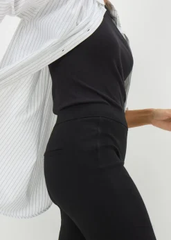 Trousers>Papaya Black Bengaline Cropped Trousers