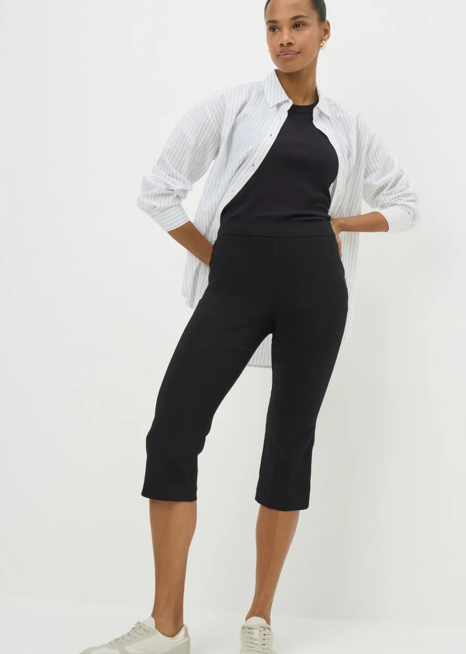 Trousers>Papaya Black Bengaline Cropped Trousers