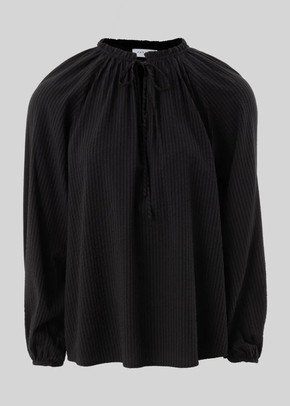 Blouses & Shirts>Papaya Black Boho Tie Neck Blouse