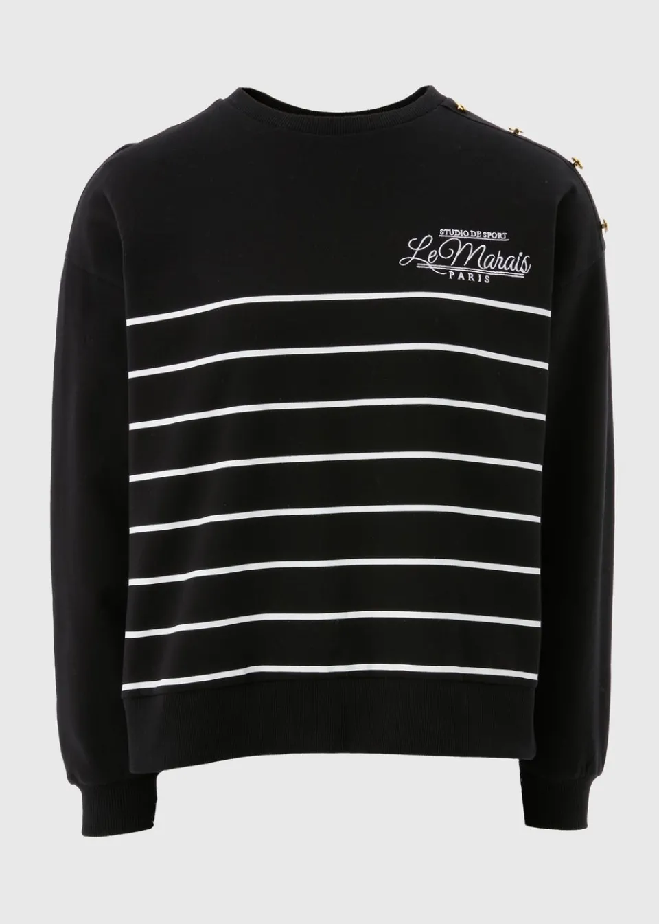 Tops>Papaya Black Breton Stripe Sweatshirt