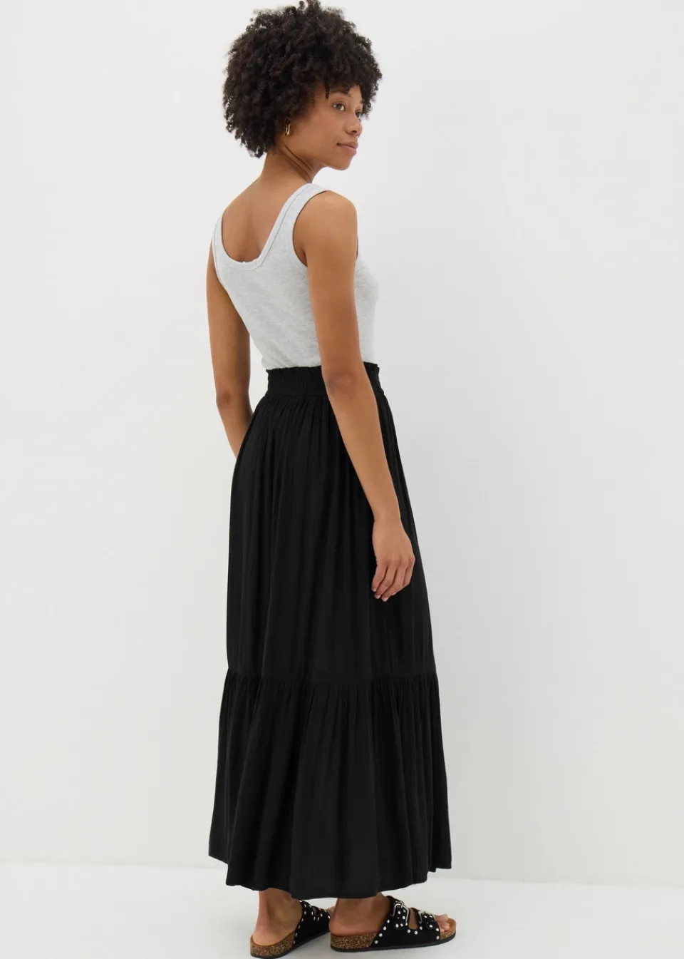 Skirts>Papaya Black Cheesecloth Maxi Skirt
