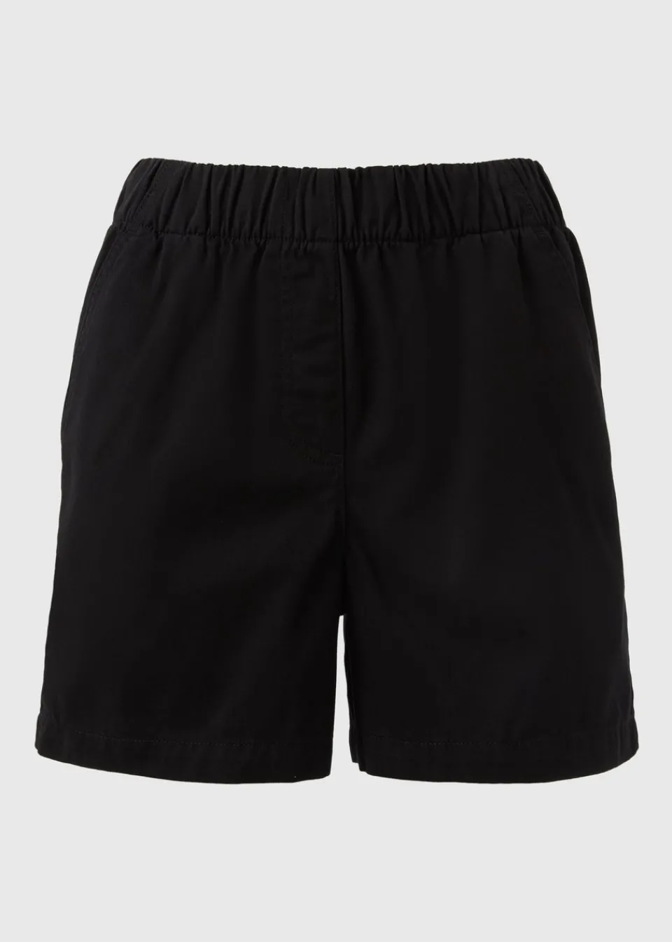 Shorts> Black Cotton Paper Bag Shorts