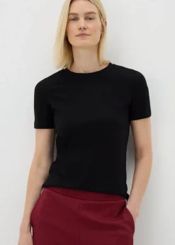 T-Shirts>Papaya Black Crew Neck T-shirt