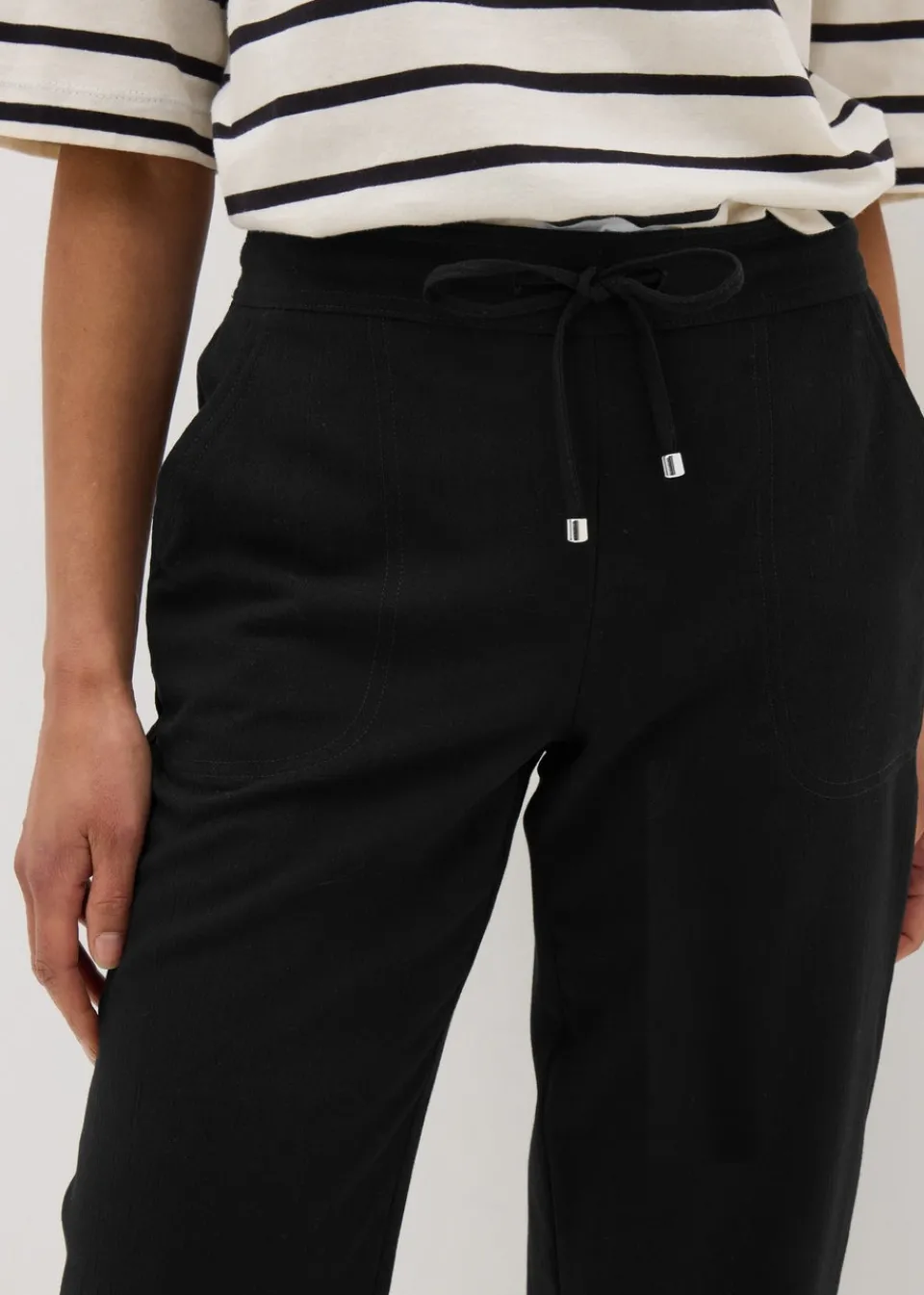 Trousers>Papaya Black Cropped Trousers