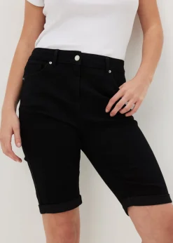 Shorts>Papaya Denim Black Denim Knee Length Shorts