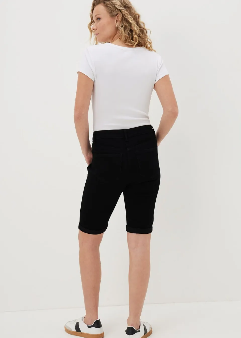 Shorts>Papaya Denim Black Denim Knee Length Shorts
