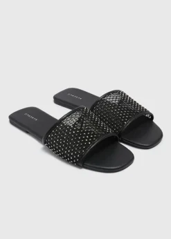 Footwear> Diamante Mule Sliders Black
