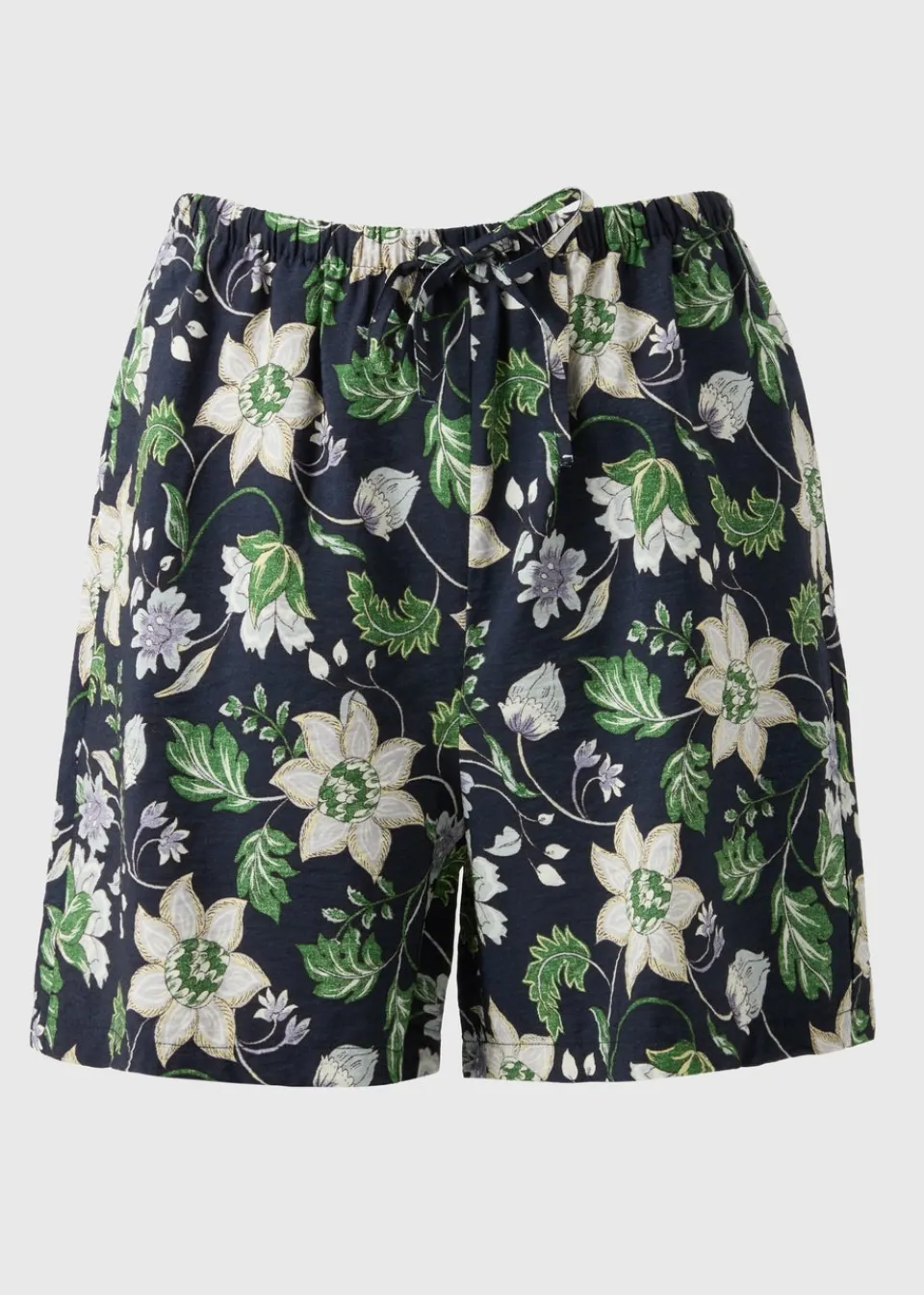 Shorts> Black Floral Textured Shorts