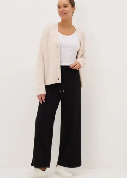 Trousers>Papaya Black Front Seam Wide Leg Trousers