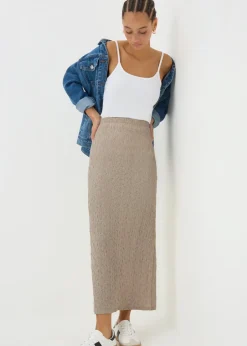Skirts>Papaya Black Hyper Texture Midaxi Skirt