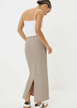 Skirts>Papaya Black Hyper Texture Midaxi Skirt