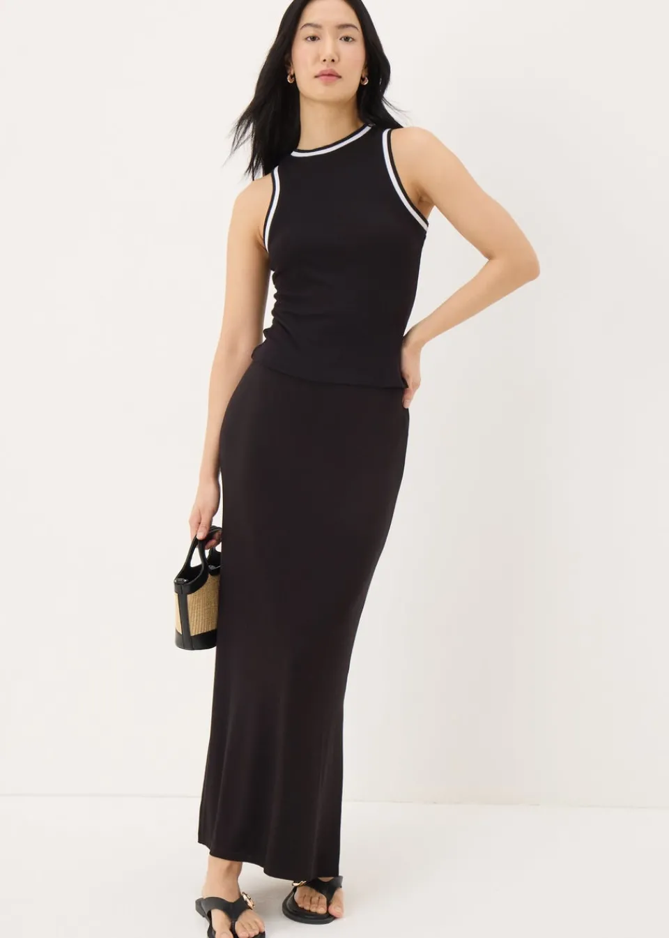 Skirts>Papaya Black Jersey Maxi Skirt
