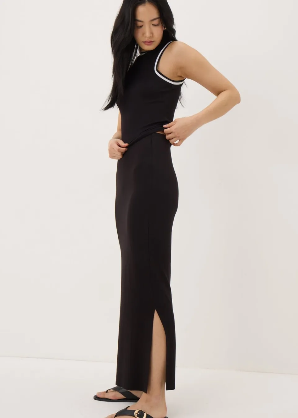 Skirts>Papaya Black Jersey Maxi Skirt