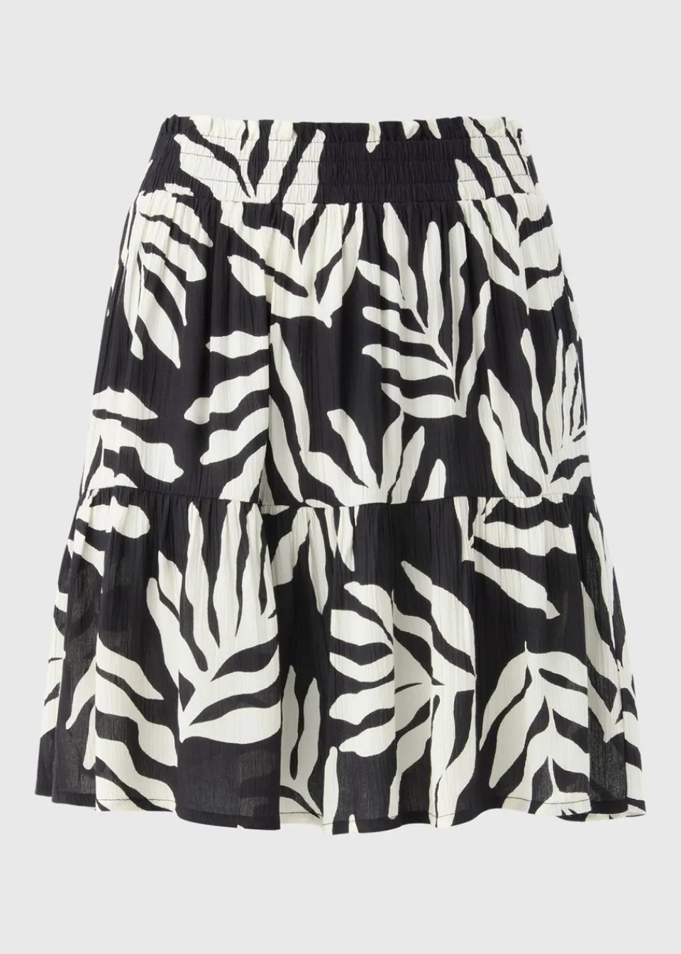 Skirts>Papaya Black Leaf Cheesecloth Mini Skirt