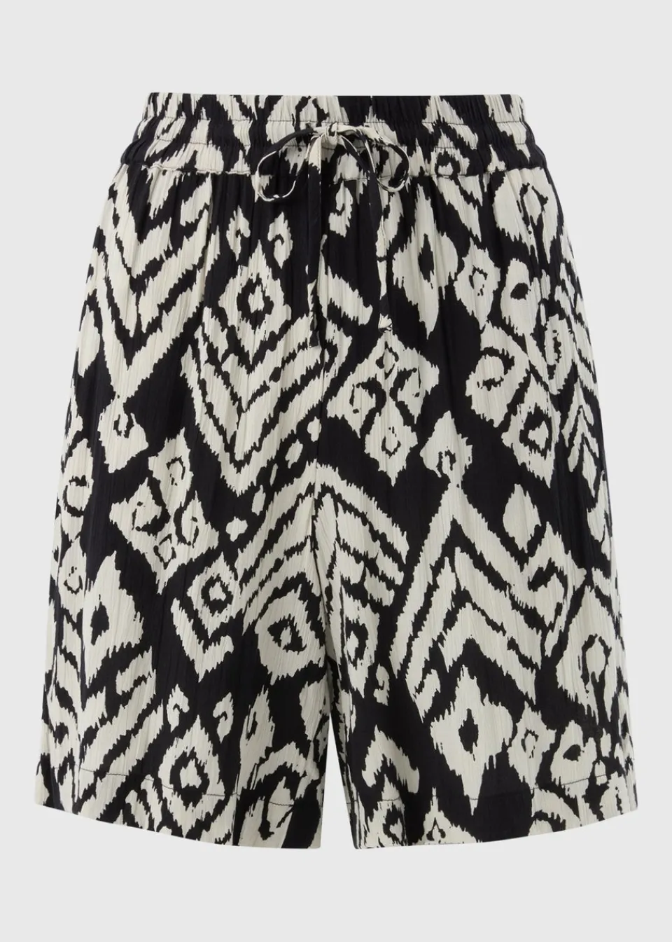 Shorts>Papaya Black Mono Crinkle Shorts