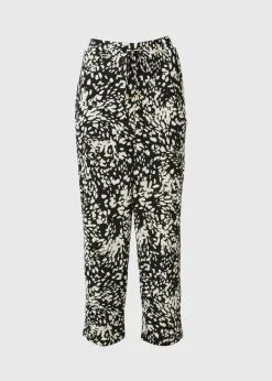 Trousers>Papaya Black Mono Print Straight Leg Trousers