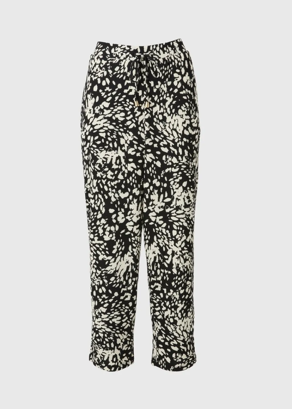Trousers>Papaya Black Mono Print Straight Leg Trousers