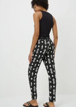 Trousers>Papaya Black Monochrome Print Tapered Trousers