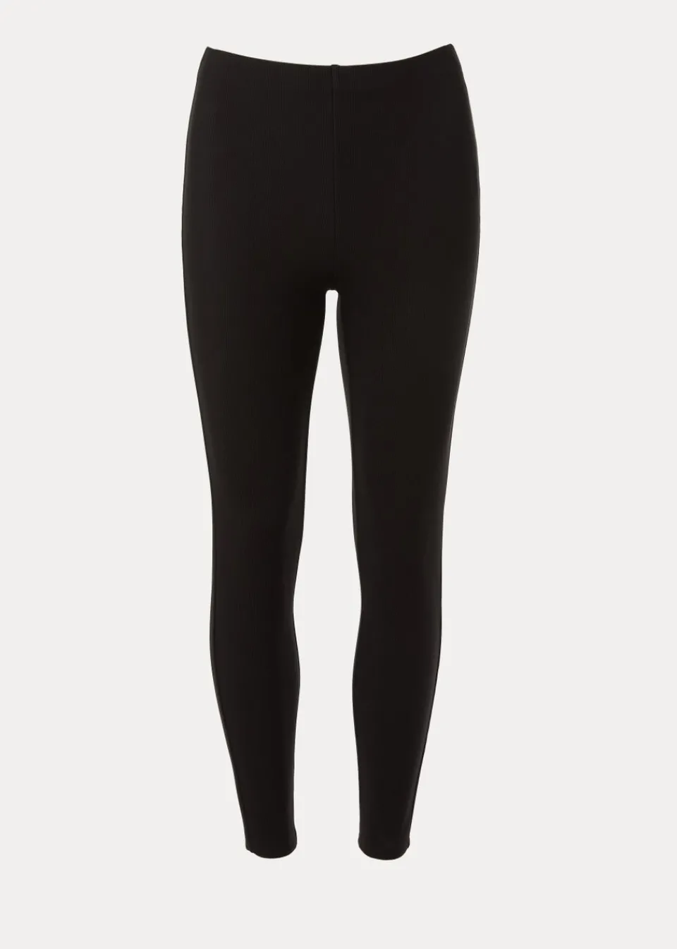 Loungewear>Papaya Black Ottoman Stitch Ribbed Leggings