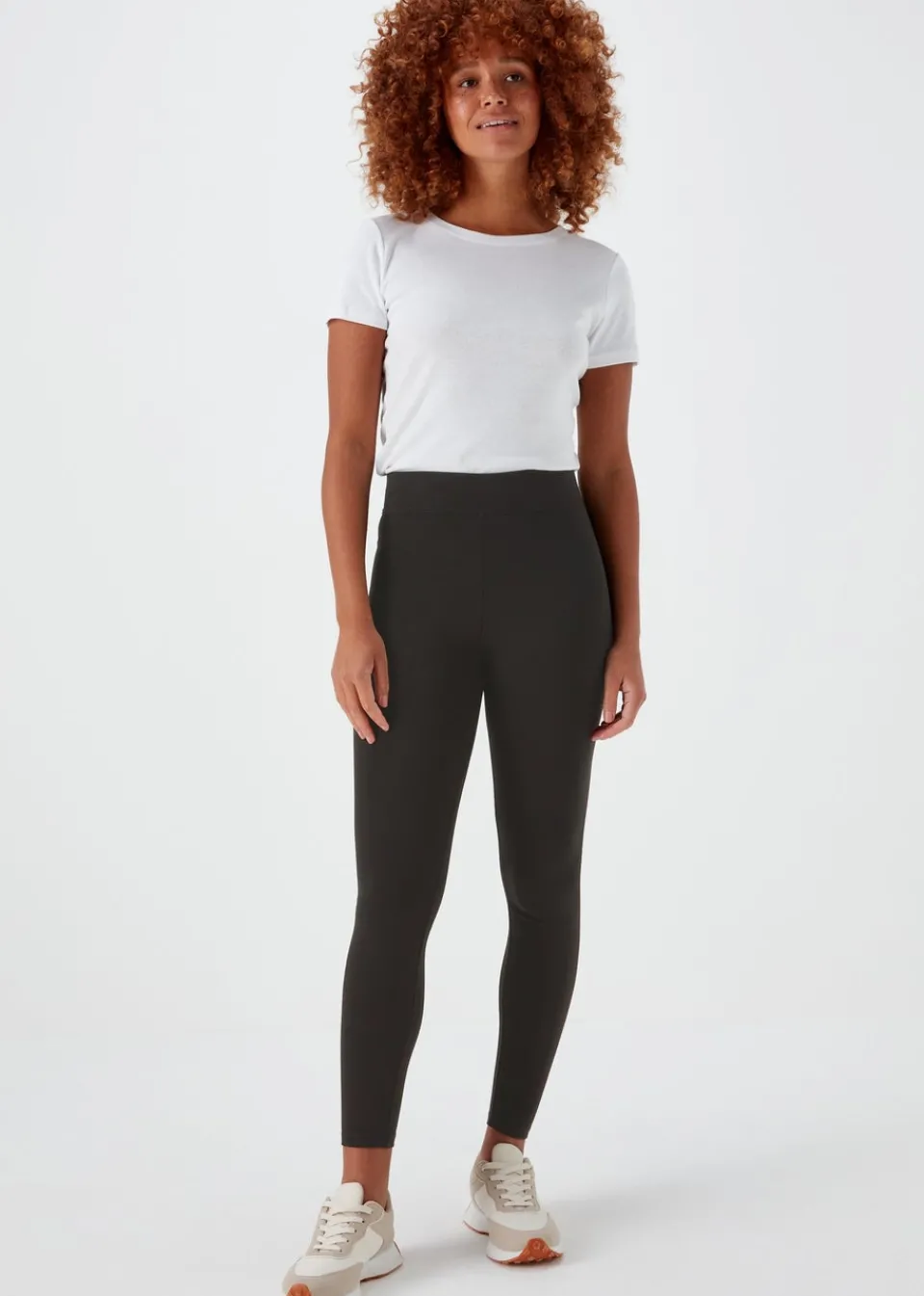 Loungewear>Papaya Black Plain Ponte Leggings