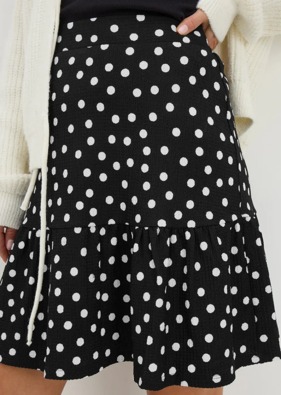 Skirts>Papaya Black Polka Dot Mini Skirt