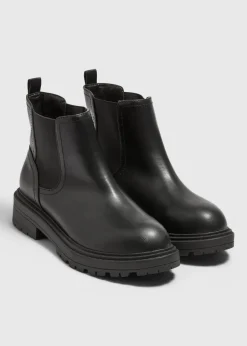 Footwear> Black PU Chelsea Boots