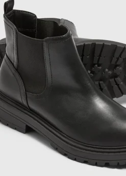 Footwear> Black PU Chelsea Boots