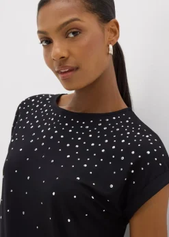 T-Shirts>Papaya Black Scatter Stud T-Shirt