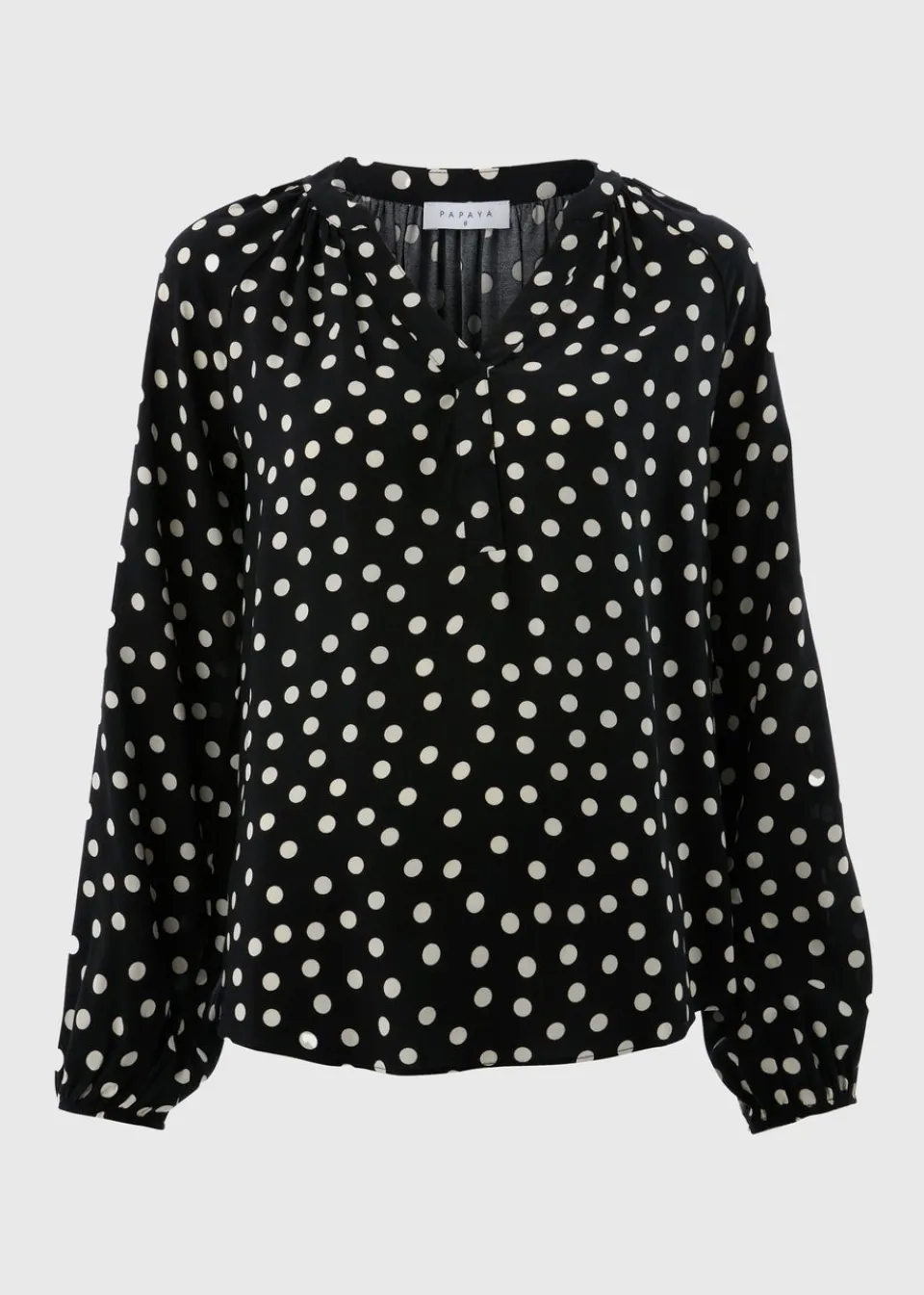 Tops>Papaya Black Spot Popover Blouse