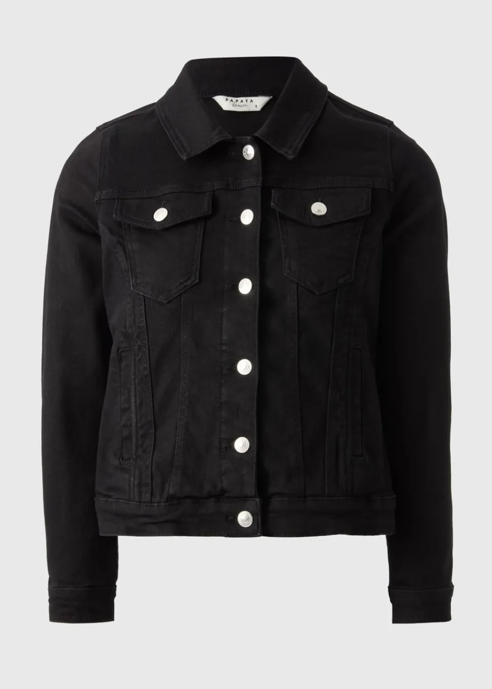 Coats & Jackets>Papaya Denim Black Stretch Denim Jacket
