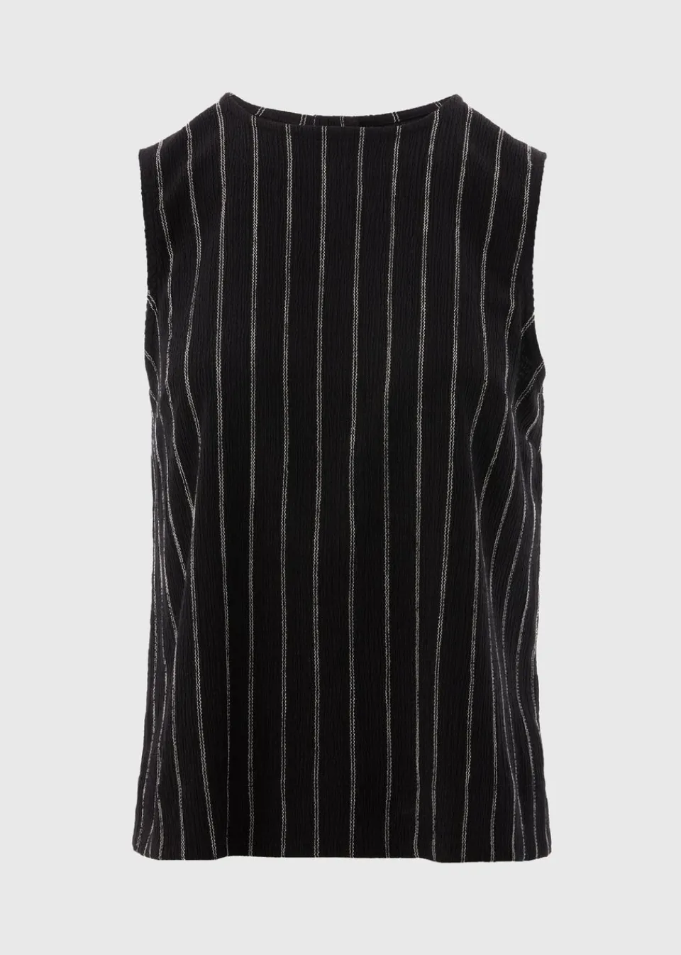 Tops>Papaya Black Stripe Button Back Co Ord Vest
